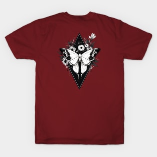 Black and White Gothic Moth T-Shirt